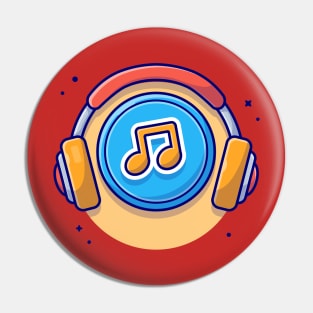 Music Notes Icon with Headphones Music Cartoon Vector Icon Illustration (2) Pin