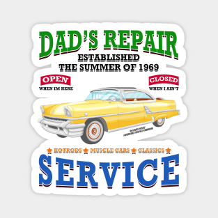 Dad's Repair Classic Car Garage Hot Rod Novelty Gift Magnet