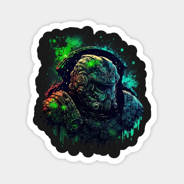 Interstellar Defender: Graffiti Art Featuring a Space Marine Magnet by Abili-Tees