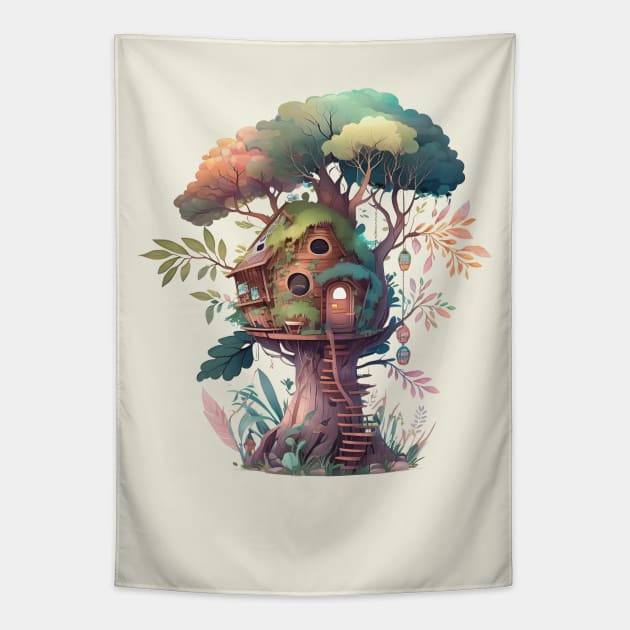 A tree House Tapestry by LaainStudios