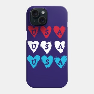 USA Hearts - patriotic USA heart American design for July 4th / Memorial Day Phone Case