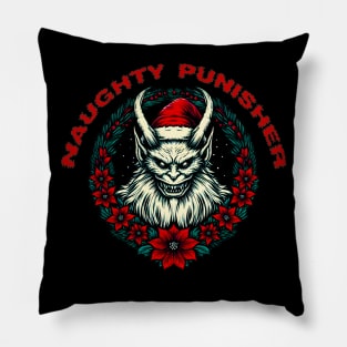 Creepy Krampus Christmas Wreath Pillow