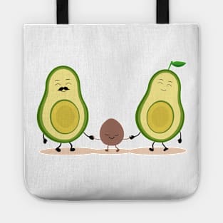 Avocado family, cute cartoon avocado, avocado lovers, vegan t shirt Tote