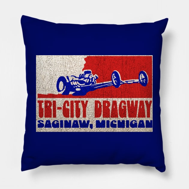 Tri-City Dragway Pillow by Midcenturydave