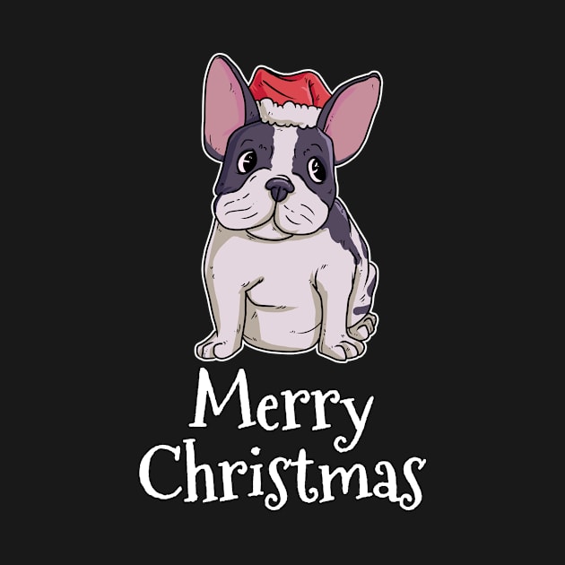 Merry Christmas Frenchie Santas Hat French Bulldog by TheTeeBee