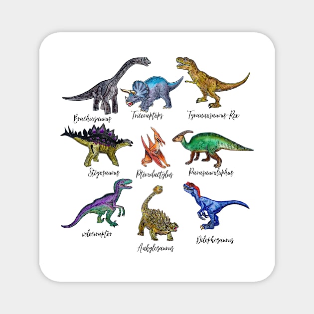 Dinosaurs Magnet by Viviredsonja