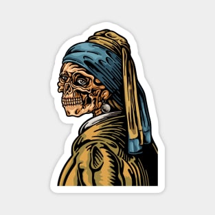 Skull With A Pearl Earring Magnet