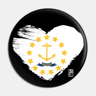 U.S. State - I Love Rhode Island - Rhode Island Flag Pin