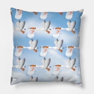 New born baby and crane Pillow