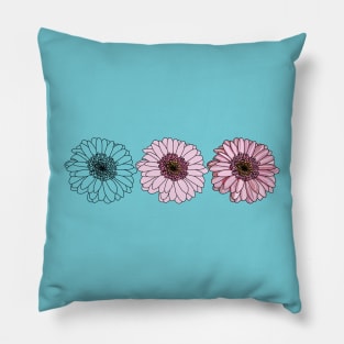 Three Gerberas Floral Drawing Pillow