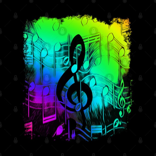 Music Notes and Treble Clef by Mindseye222