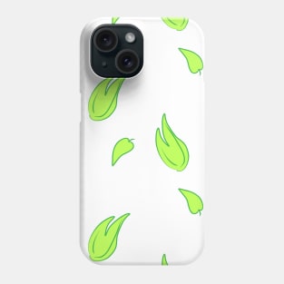 Background illustration white, green leaves, plant, botany, decorative design pattern Phone Case