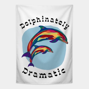 Dolphinately Dramatic Rainbow Dolphins Tapestry