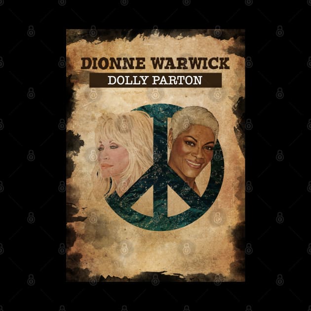 Vintage Old Paper 80s Style Dionne Warwick Peace by Madesu Art