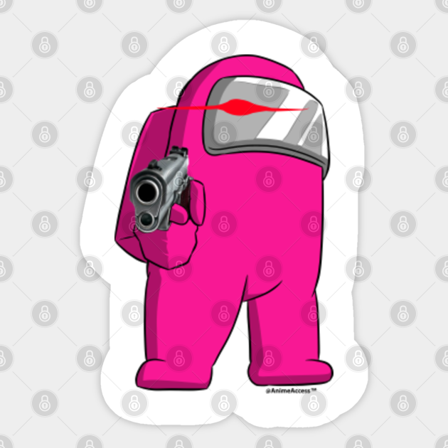 Among Us Impostor Gun Pink Among Us Sticker Teepublic Among Us Impostor Gun Pink Among Us Sticker Teepublic