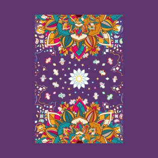 Floral abstract illustration paisley truck art design grid T-Shirt
