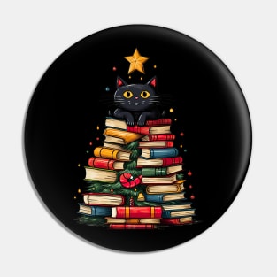 Christmas Cat Books design Pin