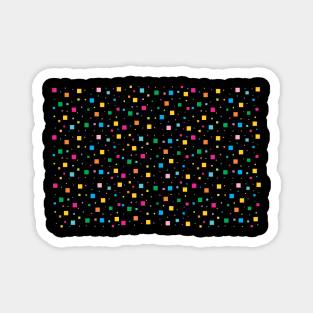 Square Mania-Various colored squares isolated in a black dark space -All over minimalistic print design Magnet