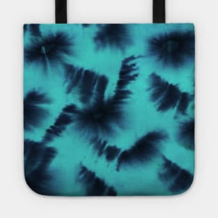 Turquoise blue and dark blue abstract ink art design Tote