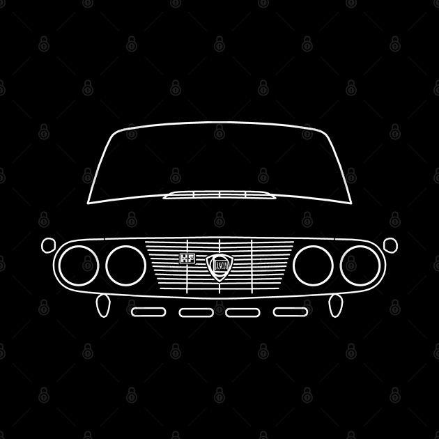 Lancia Fulvia classic car outline graphic (white) by soitwouldseem