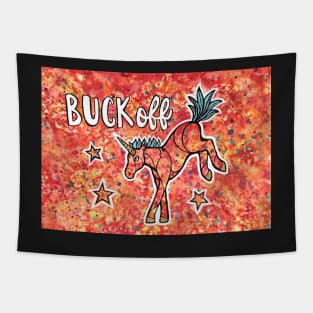 Buck Off. Magical Unicorn Watercolor Illustration Tapestry