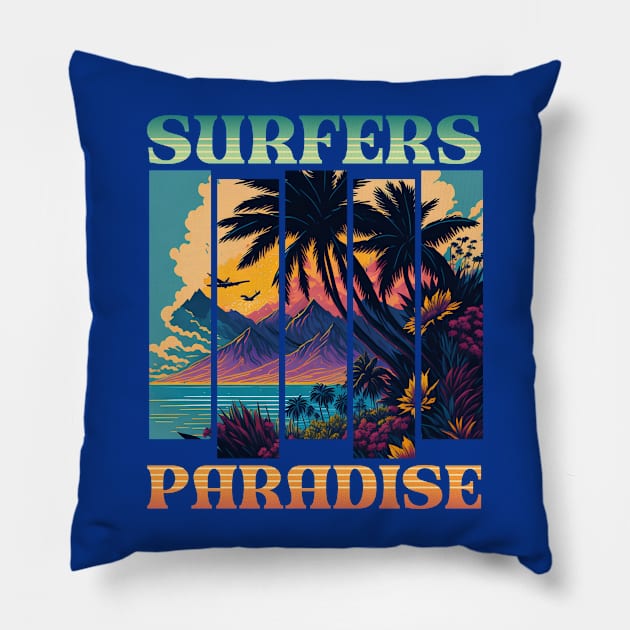 Surfers Paradise Pillow by BYNDART