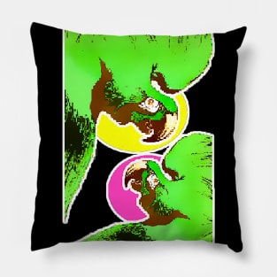 Tropical green parrot Pillow