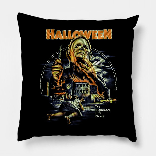 Retro Halloween Movie Pillow by Jogja Istimewa