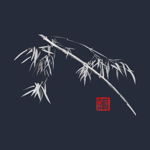 CASCADING BAMBOO - WHITE ON BLACK by Sasurai