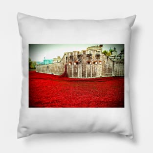 Tower of London Red Poppies Pillow