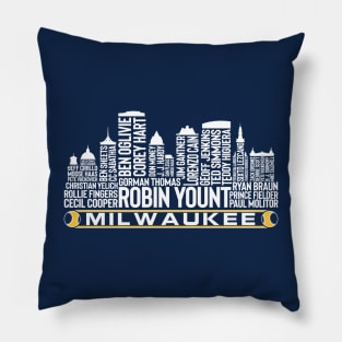 Milwaukee Baseball Team All Time Legends, Milwaukee City Skyline Pillow