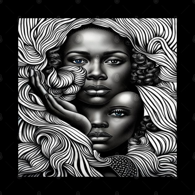 Black & White Abstract African American Women by Cheri Carlisa Designs