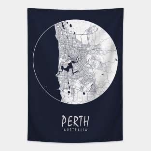 Perth, Australia City Map - Full Moon Tapestry