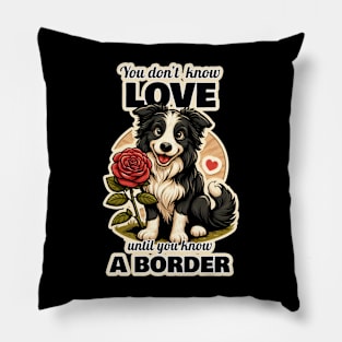 Border Collie Valentine's day Pillow