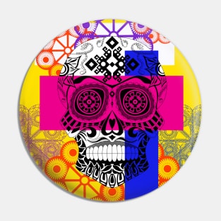 skull o mania in ñanduti patterns, with lovely and smiley catrinas Pin
