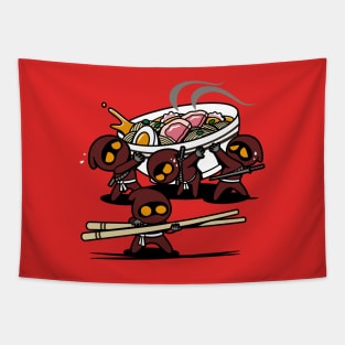 Cute Funny Sci-fi Alien Ninjas Stealing Ramen Gift For Ramen Lovers Tapestry