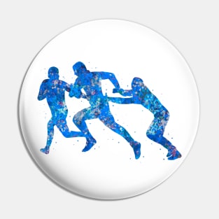 Rugby player blue art Pin