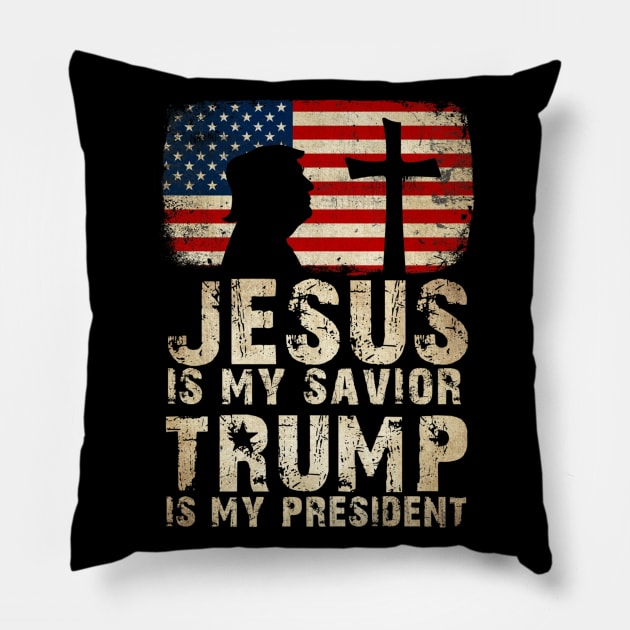 Jesus Is My Savior Trump Is My President Pillow by cedricchungerxc