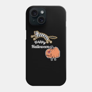 Alley Cat and Scary Halloween Pumpkin Phone Case