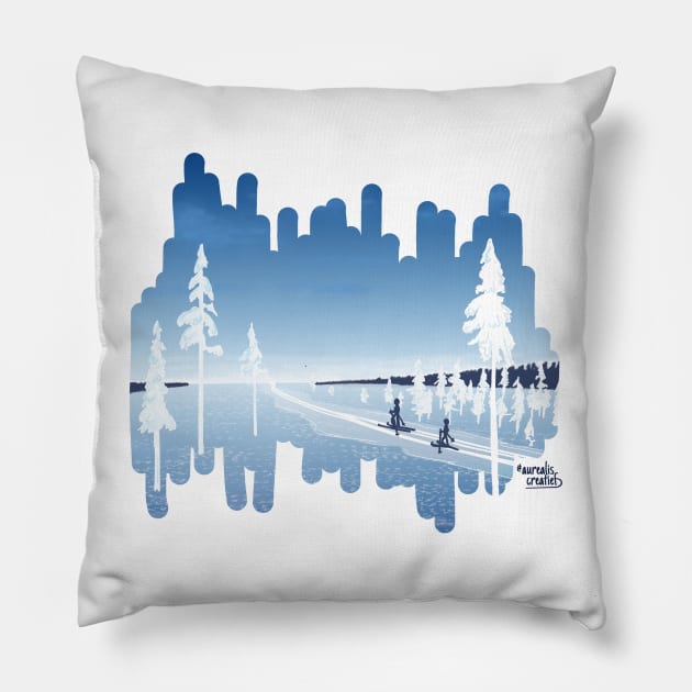 Blue Arctic moments Pillow by Aurealis