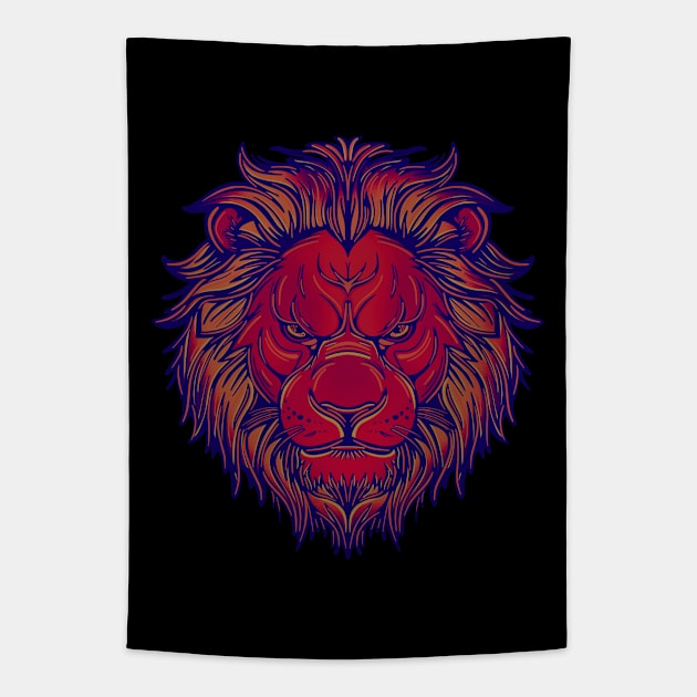 Red lion face with warm highlights Tapestry by DaveDanchuk