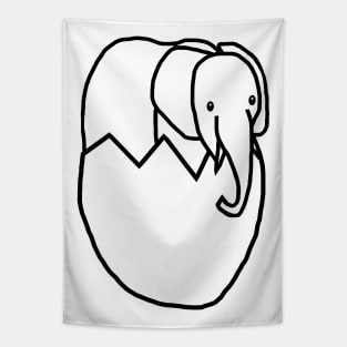 Baby Elephant Hatching from Easter Egg Outline Tapestry