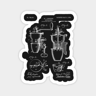 Coffee Mill Patent - Coffee Shop Art - Black Chalkboard Magnet