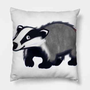 Cute Badger Drawing Pillow