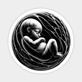 Monochromatic Black And White Embryology Outline Magnet