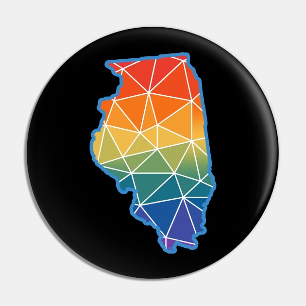 Illinois pride LGBT LGBTQ rainbow polygon Pin by LiquidLine