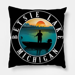 Betsie Lake Fishing Michigan Sunset Pillow