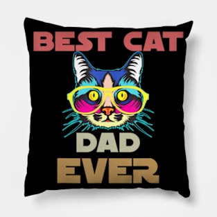 Awesome Vintage Best Cat Dad Ever With Glasses Multi Colored Pillow