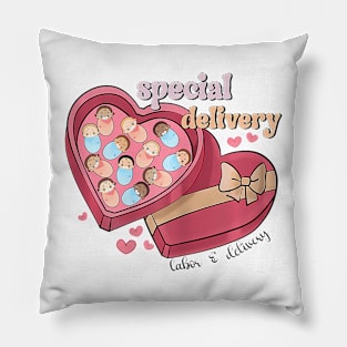 Special Delivery Labor and Delivery Nurse Valentines Day Pillow