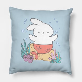 Cute little mermaid bunny smiling Pillow